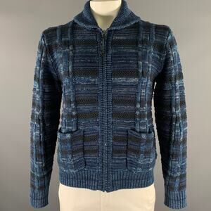 RRL by RALPH LAUREN Size L Navy Indigo Cable Knit Cotton Linen Wool Sweater